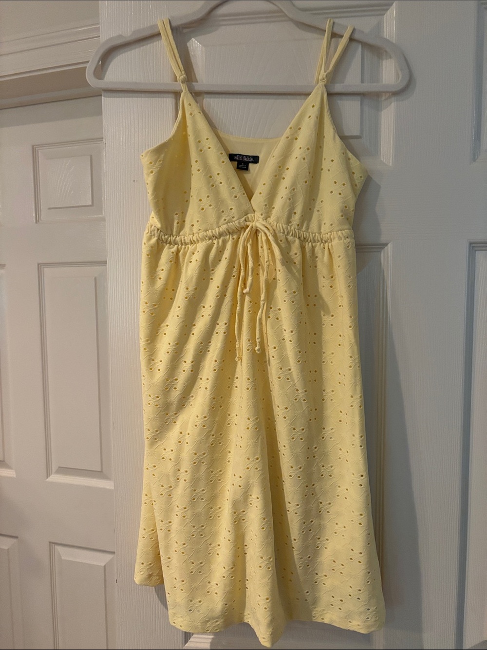 Yellow Eyelet Spaghetti Strap Dress